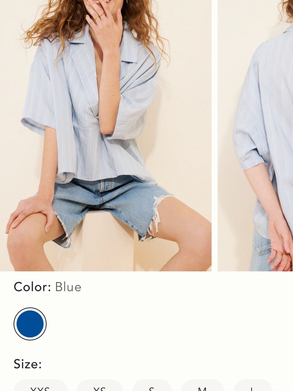 Anthropologie Light Blue Striped Short Sleeve Blouse